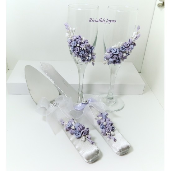 Copas de bodas y paletas de torta "lila" Copas de bodas y paletas de torta "lila"