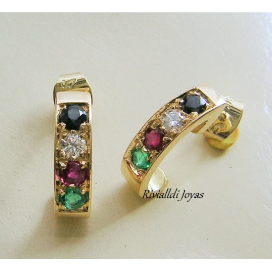 Aretes de oro "Arcoiris"