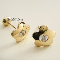 Aretes de oro "Flor Brillante"