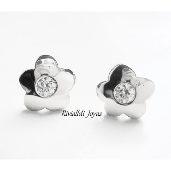 Aretes de oro "Flor zirconia"