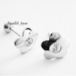 Aretes de oro "Flor zirconia"